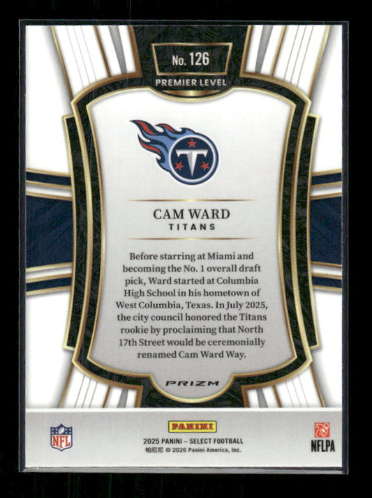 Cam Ward - 2025 Select Football - Premier Red & Blue Shock - Rookie