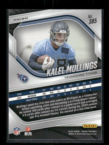 Kalel Mullings - 2025 Prizm Football - White Disco - Rookie