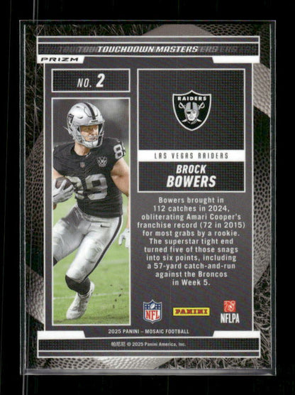 Brock Bowers - 2025 Mosaic Football - Orange Fluorescent Touchdown Masters