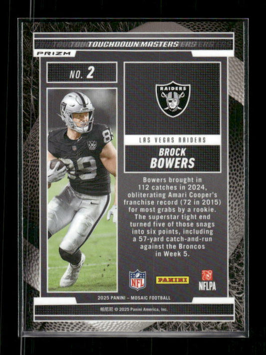 Brock Bowers - 2025 Mosaic Football - Orange Fluorescent Touchdown Masters