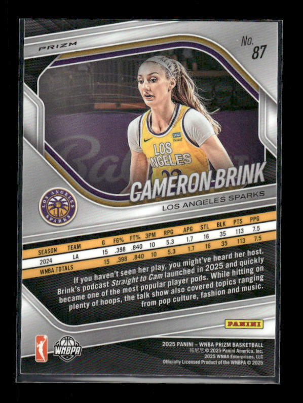 Cameron Brink - 2025 Prizm WNBA - Orange Ice