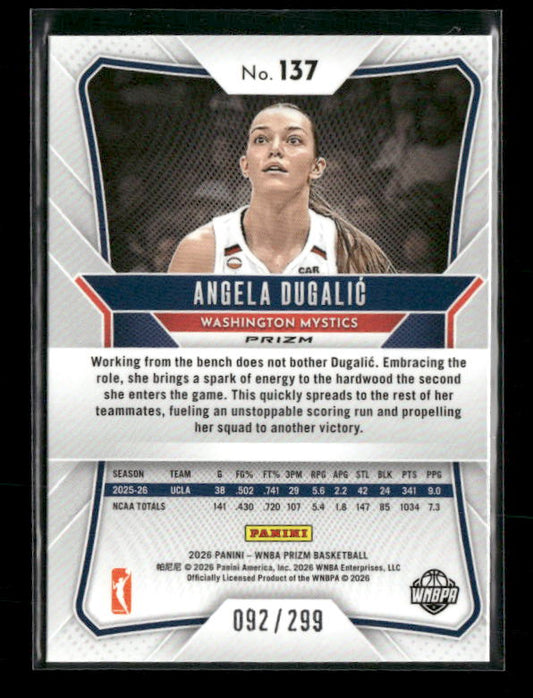 Angela Dugalic - 2026 Prizm WNBA - Red Prizm /299 - Rookie