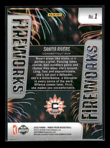 Saniya Rivers - 2025 Prizm WNBA - Fireworks - Rookie