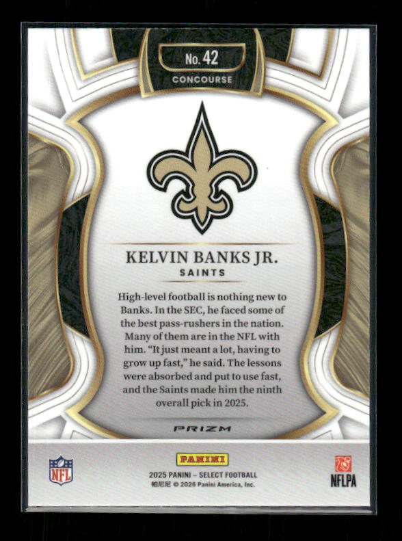 Kelvin Banks Jr. - 2025 Select Football - Black & Red Shock - Rookie
