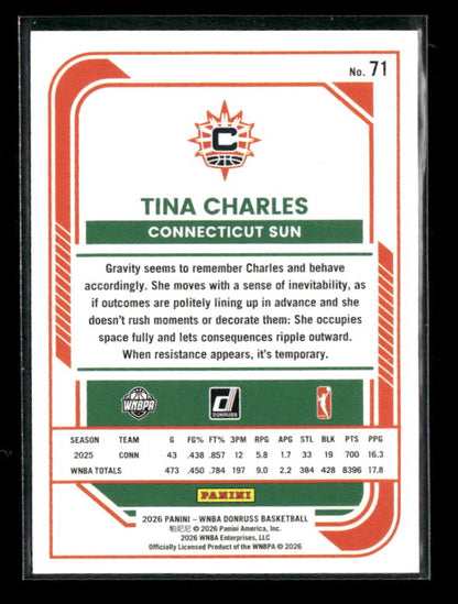 Tina Charles - 2026 Donruss WNBA - Purple Lava /99