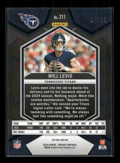 Will Levis - 2024 Mosaic Football - Blue Sparkle /96