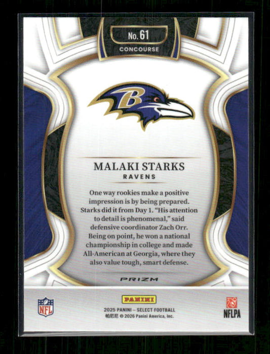 Malaki Starks - 2025 Select Football - Silver Prizm - Rookie