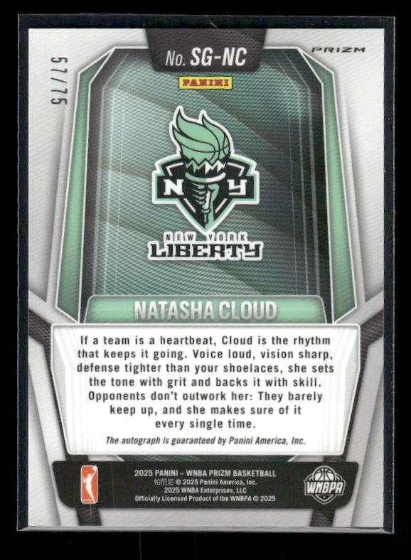 Natasha Cloud - 2025 Prizm WNBA - Signatures Blue Prizm Auto /75