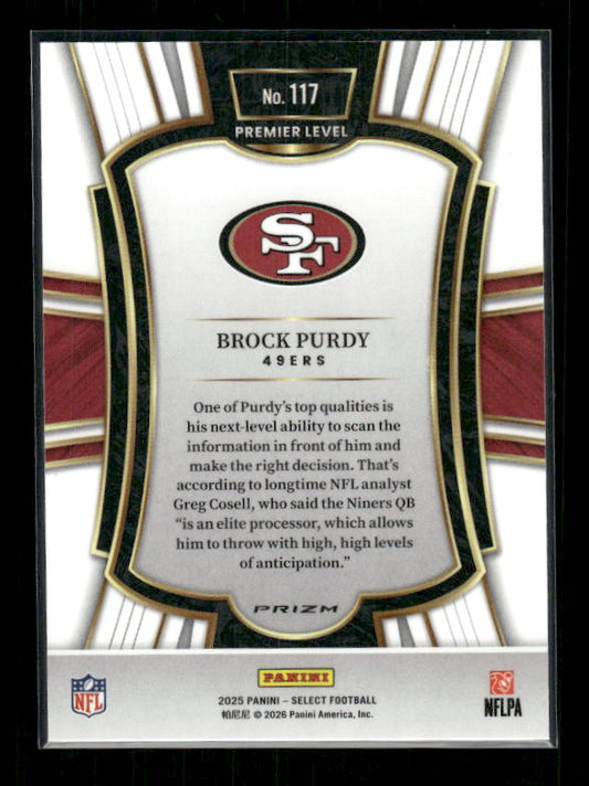 Brock Purdy - 2025 Select Football - Red & Blue Shock