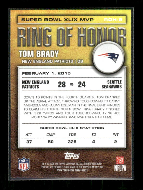Tom Brady - 2026 Flagship Football - Ring of Honor