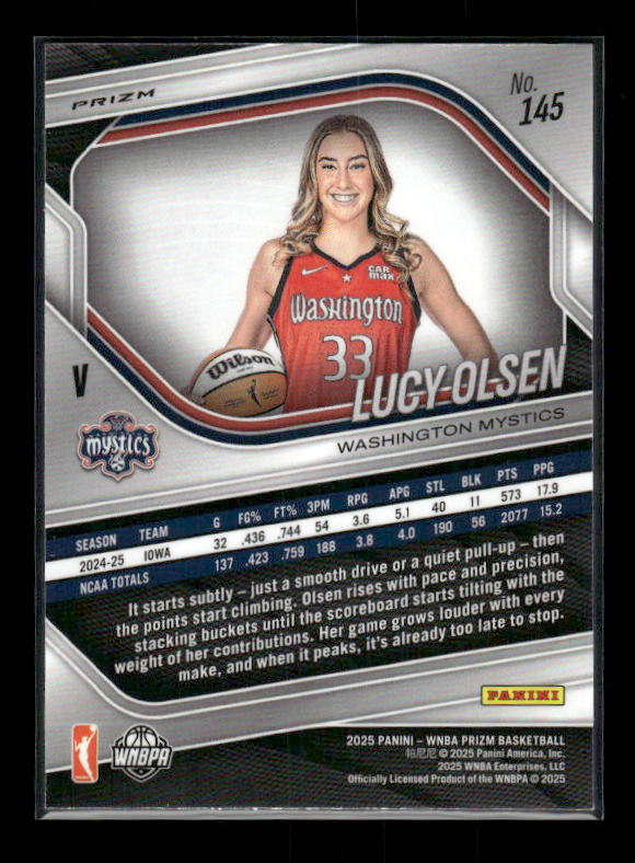Lucy Olsen - 2025 Prizm WNBA - Silver Prizm - Rookie Variation