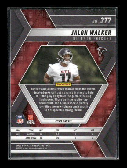Jalon Walker - 2025 Mosaic Football - Red White Stripe - Rookie