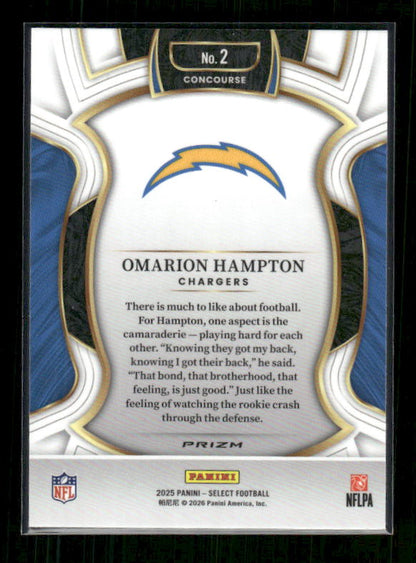 Omarion Hampton - 2025 Select Football - Silver Prizm - Rookie