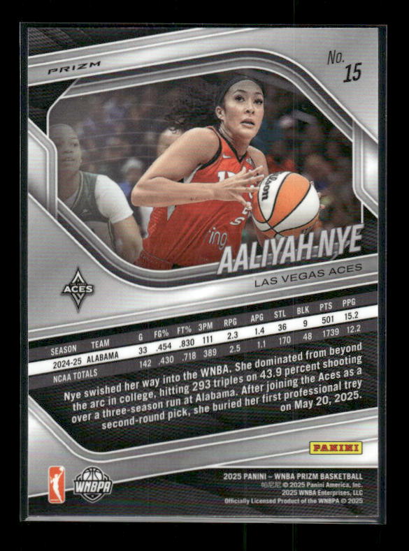 Aaliyah Nye - 2025 Prizm WNBA - White Seismic - Rookie