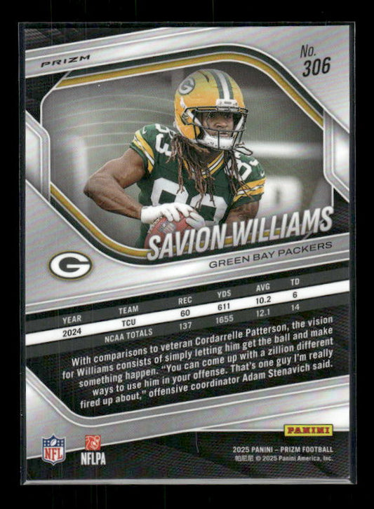 Savion Williams - 2025 Prizm Football - Silver Prizm - Rookie