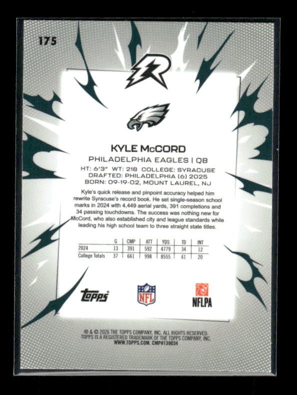 Kyle McCord - 2025 Resurgence Football - Sky Blue and Pink Shock - Rookie