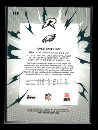 Kyle McCord - 2025 Resurgence Football - Sky Blue and Pink Shock - Rookie