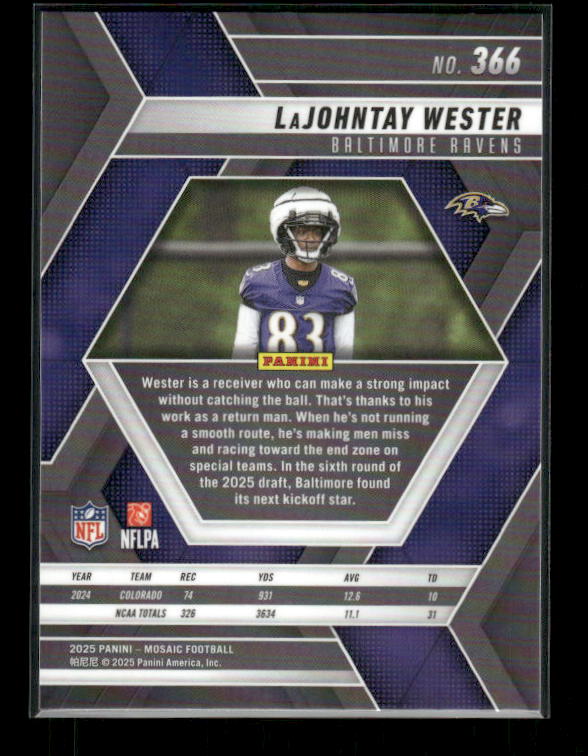 LaJohntay Wester - 2025 Mosaic Football - Rookie