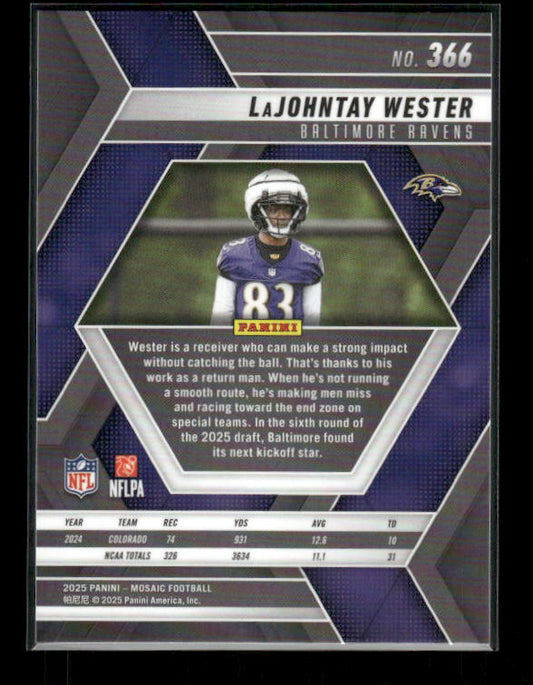 LaJohntay Wester - 2025 Mosaic Football - Rookie