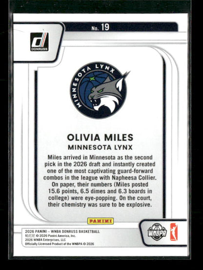 Olivia Miles - 2026 Donruss WNBA - Diamond Franchise Features - Rookie