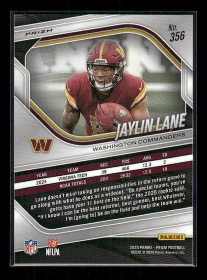 Jaylin Lane - 2025 Prizm Football - Silver Prizm - Rookie