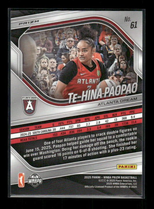 Te Hina Paopao - 2025 Prizm WNBA - Silver Prizm - Rookie