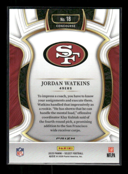 Jordan Watkins - 2025 Select Football - Black & Red Shock - Rookie