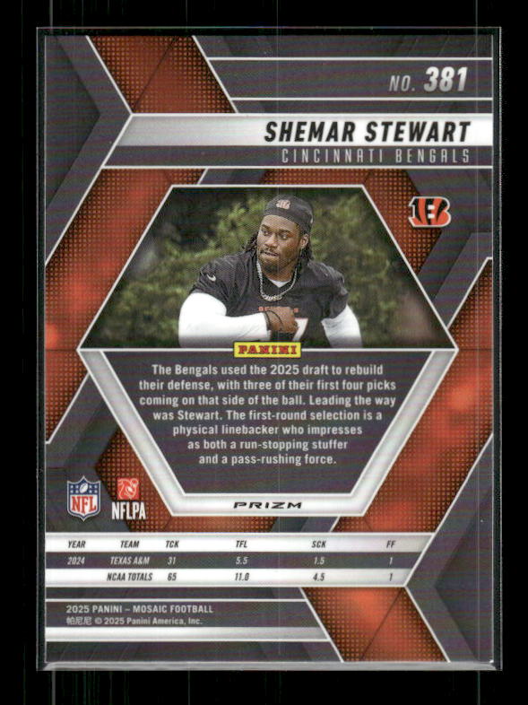 Shemar Stewart - 2025 Mosaic Football - Red White Stripe - Rookie