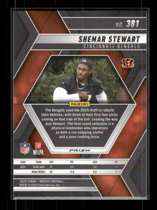 Shemar Stewart - 2025 Mosaic Football - Red White Stripe - Rookie
