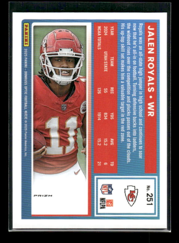 Jalen Royals - 2025 Optic Football - Purple Shock - Rated Rookie