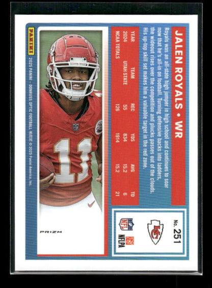 Jalen Royals - 2025 Optic Football - Purple Shock - Rated Rookie