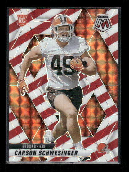 Carson Schwesinger - 2025 Mosaic Football - Red White Stripe - Rookie