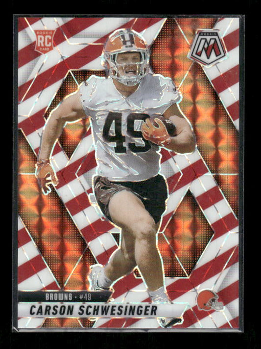 Carson Schwesinger - 2025 Mosaic Football - Red White Stripe - Rookie