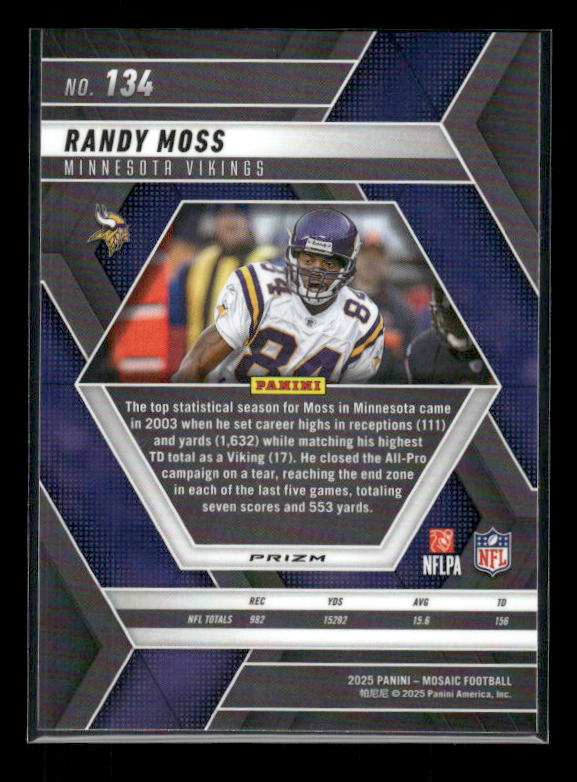 Randy Moss - 2025 Mosaic Football - Purple Scope