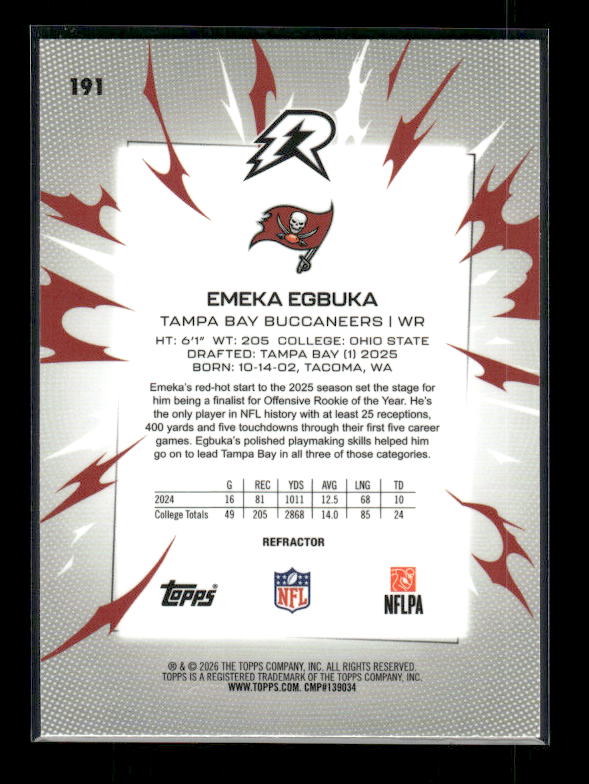 Emeka Egbuka - 2025 Resurgence Football - Refractor - Rookie