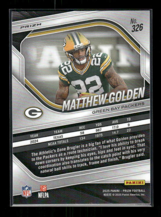 Matthew Golden - 2025 Prizm Football - White Disco - Rookie