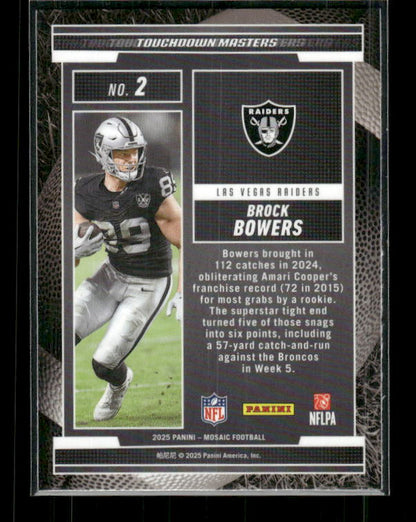 Brock Bowers - 2025 Mosaic Football - Mosaic Prizm Touchdown Masters