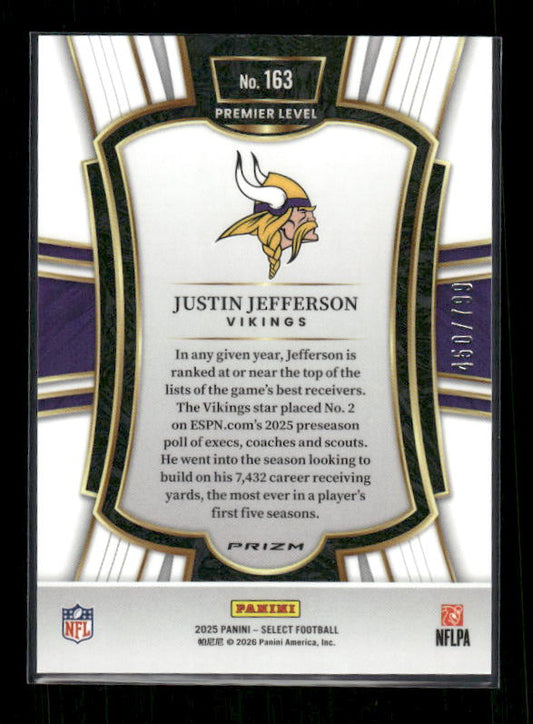 Justin Jefferson - 2025 Select Football - Premier White Shock /799