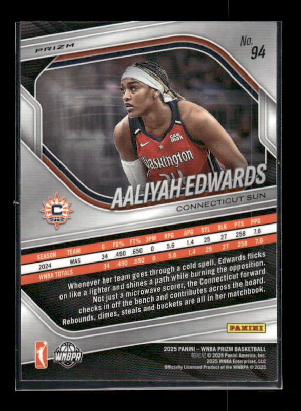 Aaliyah Edwards - 2025 Prizm WNBA - Cracked Ice