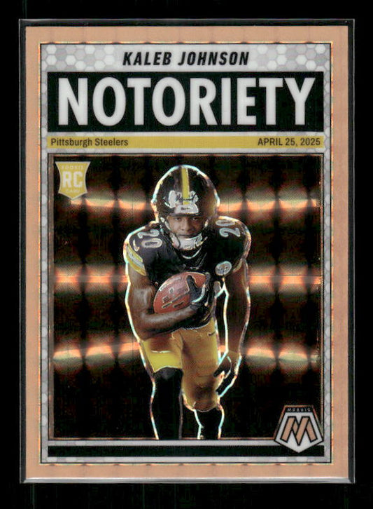 Kaleb Johnson - 2025 Mosaic Football - Orange Fluorescent Notoriety - Rookie