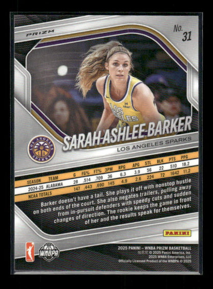 Sarah Ashlee Barker - 2025 Prizm WNBA - White Seismic - Rookie