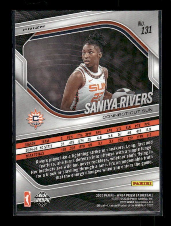 Saniya Rivers - 2025 Prizm WNBA - Green Prizm - Rookie