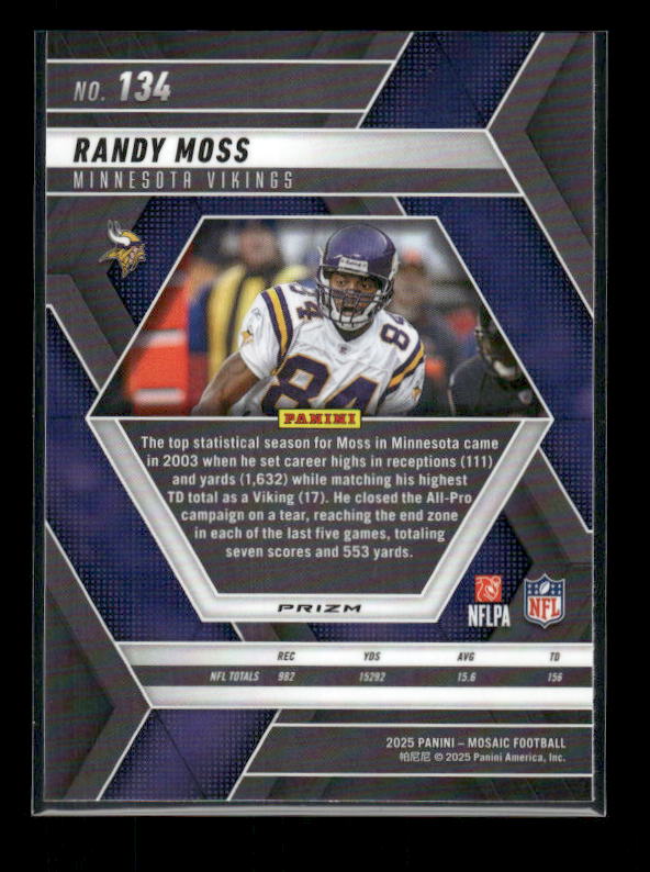 Randy Moss - 2025 Mosaic Football - Purple Scope