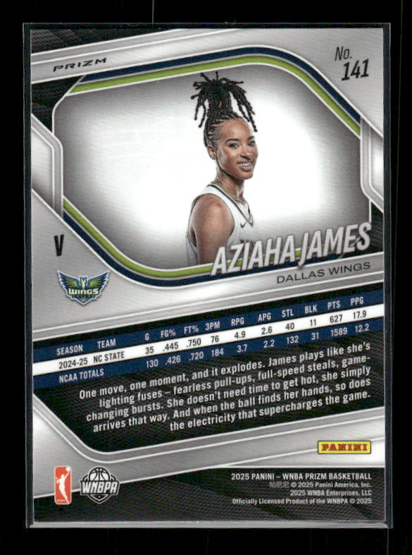 Aziaha James - 2025 Prizm WNBA - Orange Velocity - Rookie Variation