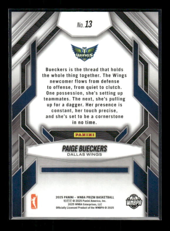 Paige Bueckers - 2025 Prizm WNBA - Fearless - Rookie