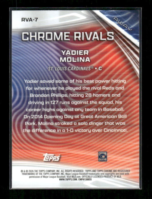 Yadier Molina - 2026 Topps Chrome Baseball - Chrome Rivals Away