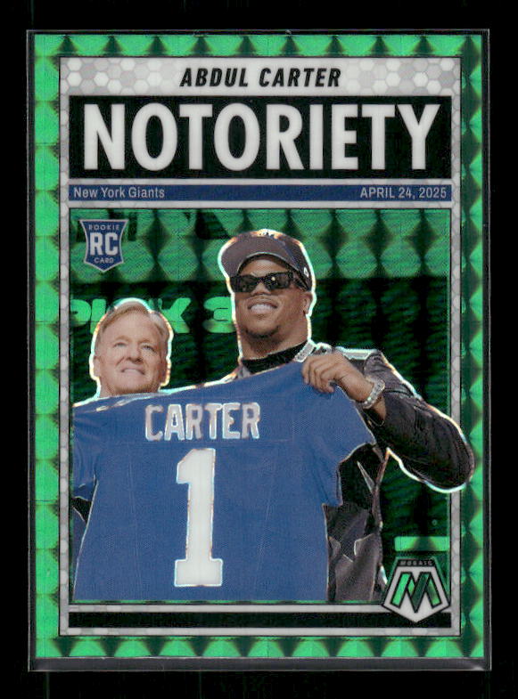 Abdul Carter - 2025 Mosaic Football - Green Mosaic Notoriety - Rookie