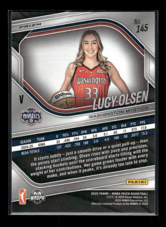 Lucy Olsen - 2025 Prizm WNBA - Checkerboard Prizm SSP - Rookie Variation