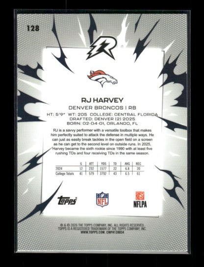 RJ Harvey - 2025 Resurgence Football - Sky Blue and Pink Shock - Rookie