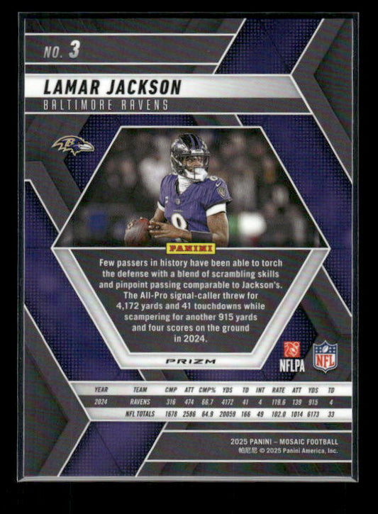 Lamar Jackson - 2025 Mosaic Football - Purple Scope